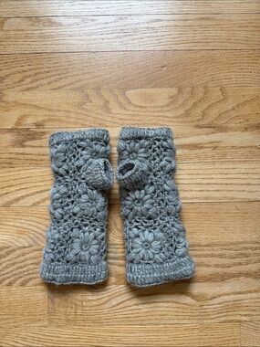 Handmade Grey Crochet Fingerless Gloves